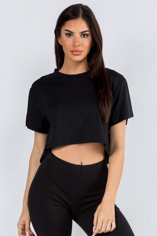 Cropped Crew Tee and Biker Shorts Set