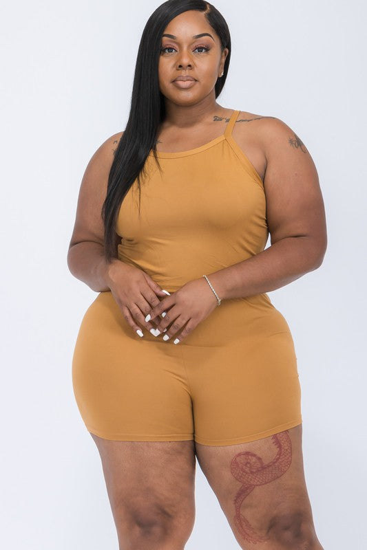 Plus Size Slit Back Cami Top & Shorts Set