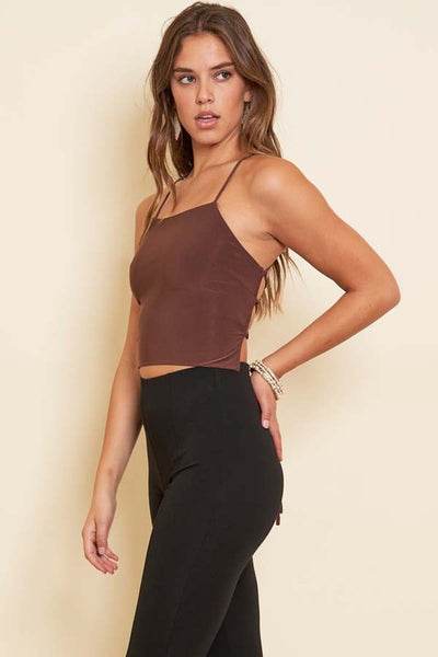 ITY DOUBLE LAYER LACE UP BACK TOP