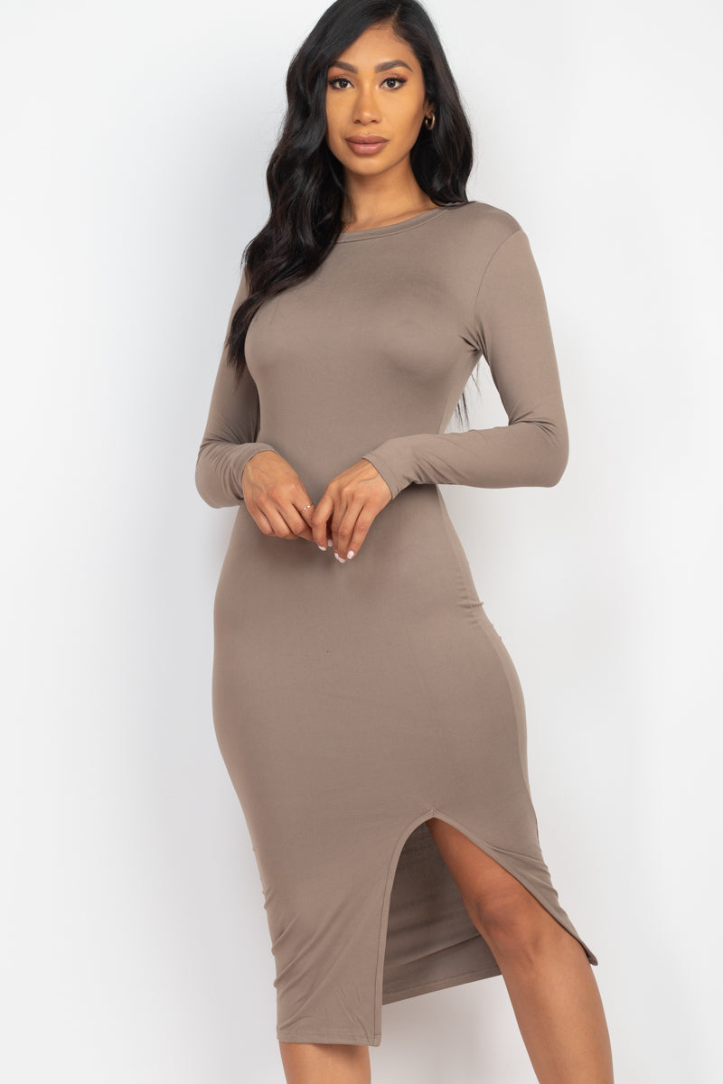 Side Thigh Split Midi Dress