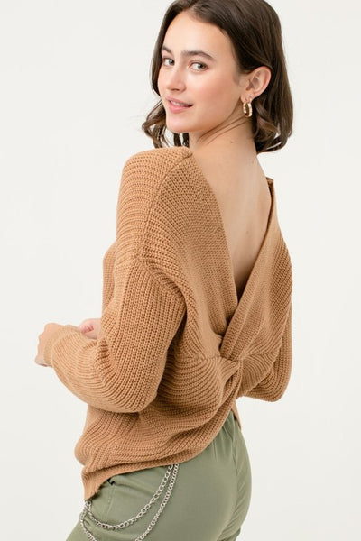 Oversized Twisted Back Sweater