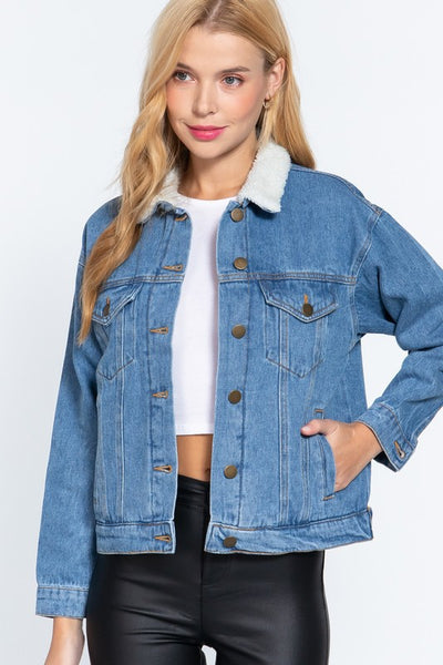 INNER FUR OVERSIZED DENIM JACKET