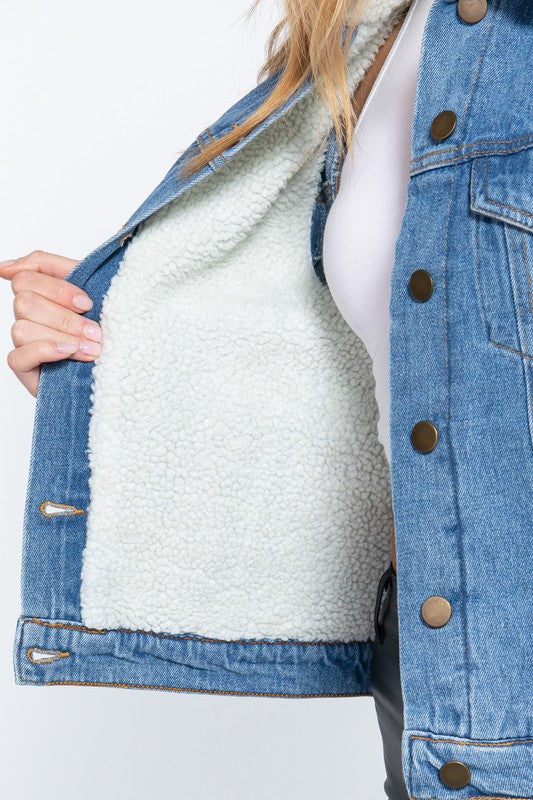 INNER FUR OVERSIZED DENIM JACKET