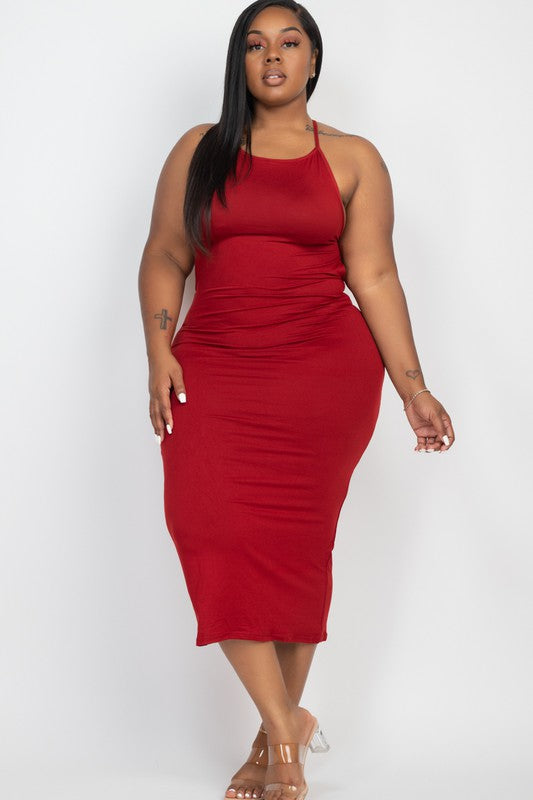 Plus Size Open Back Criscross Dress