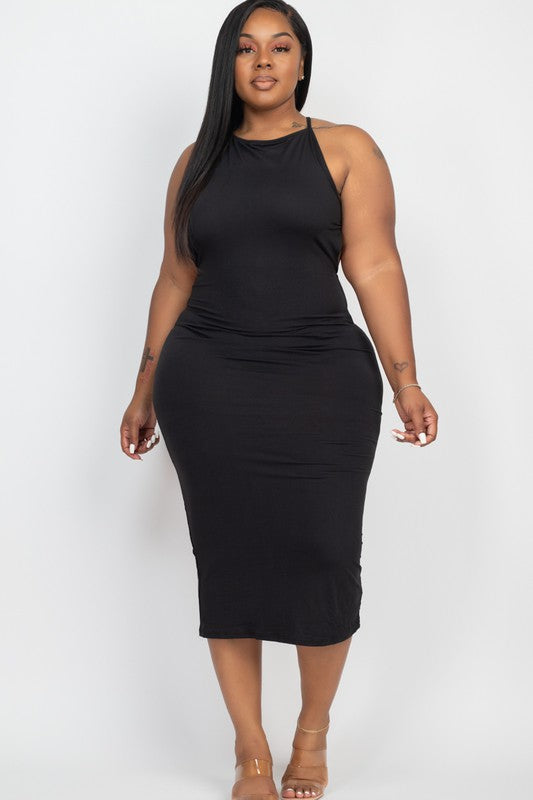 Plus Size Open Back Criscross Dress