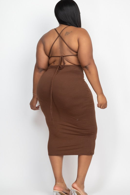 Plus Size Open Back Criscross Dress